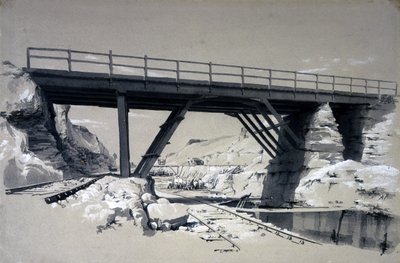 Blisworth Cutting, Northamptonshire, 2 juli 1837 (penna och bläck och tvätt på papper) av John Cooke Bourne