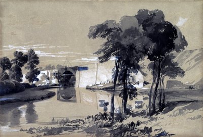 Canal Bridge, Pitstone, Buckinghamshire, oktober 1837 (penna och bläck och tvätt på papper) av John Cooke Bourne