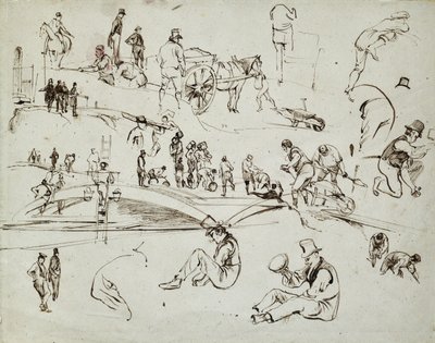 Konstruktion av London och Birmingham Railway, ca 1835 (brunt bläck på papper; sammansatt skiss) av John Cooke Bourne