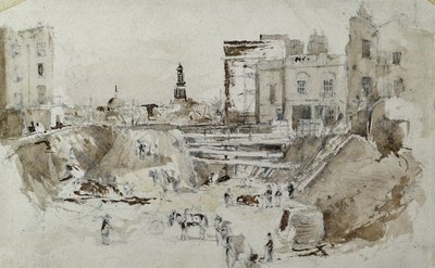 Konstruktion av London och Birmingham Railway, ca 1835 (penna med tvätt på papper) av John Cooke Bourne