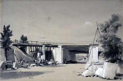 Denbigh Hall Bridge from the Road, 25 juni 1837 (penna & bläck och tvätt på papper) av John Cooke Bourne