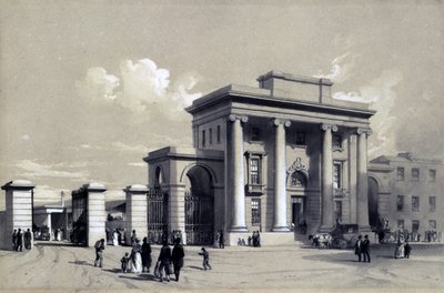 Ingång till Birmingham Station, september 1838 (penna & bläck och tvätt på papper) av John Cooke Bourne