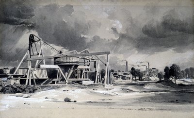 Huvudbonader och pumpar i Kilsby Tunnel, Northamptonshire, 16 juli 1837 (penna & bläck och tvätt på papper) av John Cooke Bourne