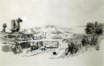 Linslade Tunnel, 23 juni 1837 (penna & bläck och tvätt på papper) av John Cooke Bourne