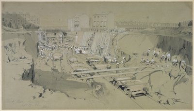 Park Street, Camden Town, 17 september 1836 (penna och bläck och tvätt på papper) av John Cooke Bourne