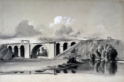 Sherbourne Viaduct, nära Coventry, 27 juli 1837 (penna & bläck och tvätt på papper) av John Cooke Bourne