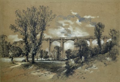 The Blatchford Viaduct, ca 1835-38 (penna med tvätt på papper) av John Cooke Bourne