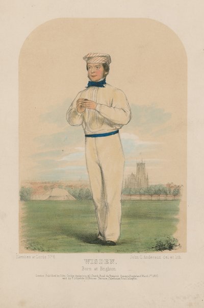 Porträtt av John Wisden färg litho av John Corbet Anderson