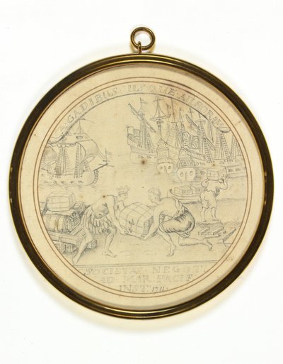 Design för en medalj för att fira South Sea Companys institution av John Croker