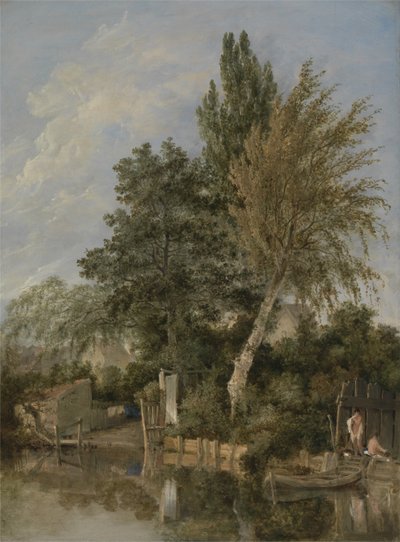 A River Scene with Boys Bathing, ca 1817 (olja på panel) av John Crome