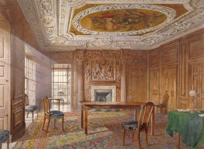 Interiörvy av Oak Room, New River Head, Finsbury, London, 1886 av John Crowther