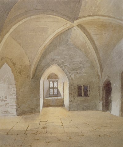 Interiörvy av fängelset i Bowyer Tower, Tower of London, Stepney, London, 1883 av John Crowther