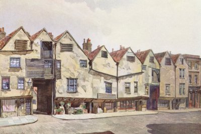 Det förlorade London: Gamla hyreshus på Bermondsey Street (färglitografi) av John Crowther