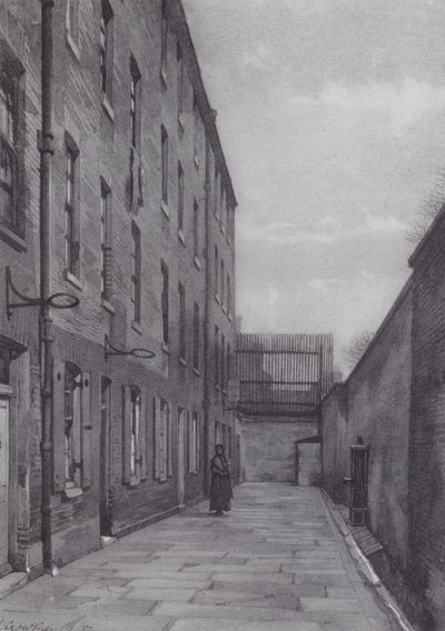 Det försvunna London: Marshalsea Place, del av gäldenärsfängelset (litografi) av John Crowther