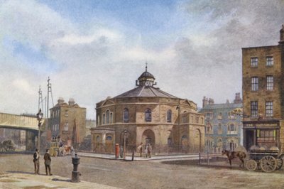 Lost London: The Surrey Chapel, Blackfriars Road (färglitografi) av John Crowther