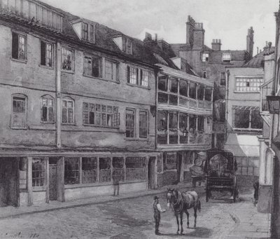 Lost London: George Inns gård, Borough (litografi) av John Crowther