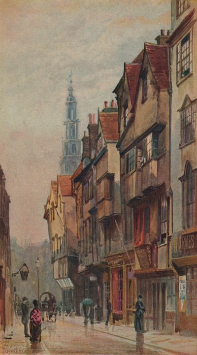 Utsikt över Wych Street, Westminster, österut från New Inn gateway, London, c1880 av John Crowther