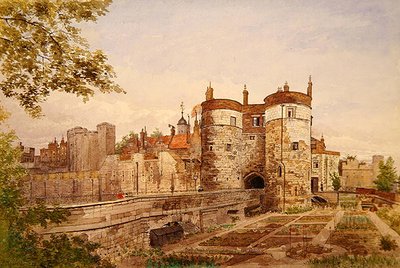 Utsikt över Tower of London, som visar Byward Tower, Beauchamp Tower, Devereux Tower och St. Thomas Tower av John Crowther