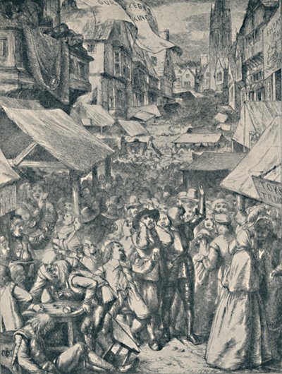Vanity Fair. Från The Pilgrims Progress John Bunyan, c1850-1890, 1923 av John Dawson Watson