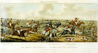 De första tio minuterna, The Leicestershires, graverad av Henry Alken (1785-1851) 1825 (färgstick) av John Dean (after) Paul