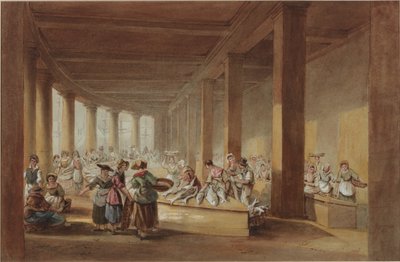 The Old Fish Market, Sandhill, Newcastle upon Tyne (bc, penna och bläck på papper) av John Dobson