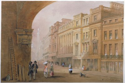 Utsikt över Grey Street, Newcastle upon Tyne (bc, bläck och wc på papper) av John Dobson