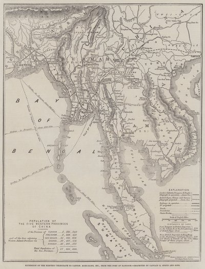 Utvidgning av den elektriska telegrafen till Kanton, Hong-Kong etc. från Rangoon hamn, projekterad av kapten R Sprye och söner. av John Dower