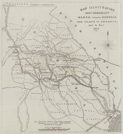 Karta som illustrerar General Sherman