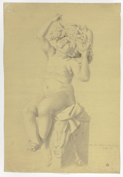 Antik staty av sittande Putto Holding mask av Silenus av John Downman