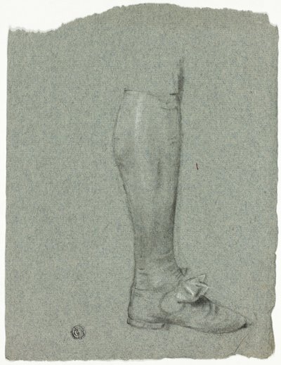 Ben av stående figur (recto); Skiss av skor (verso) av John Downman