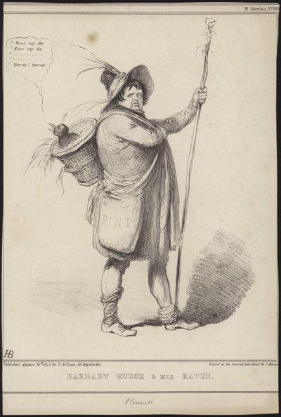 Barnaby Rudge och hans korp, illustration från 