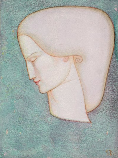 Kvinnligt huvud (akvarell) av John Duncan