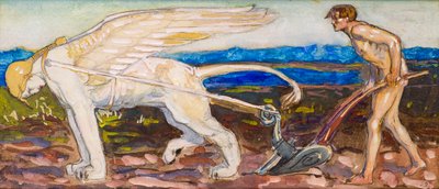 Sfinxen och plogen (akvarell) av John Duncan