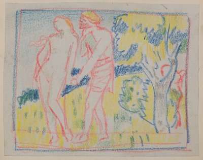 Untitled [Manlig och kvinnlig figur i ett landskap] (penna) av John Duncan