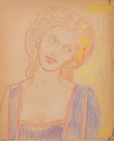 Untitled [Medeltida kvinnofigur] (penna) av John Duncan