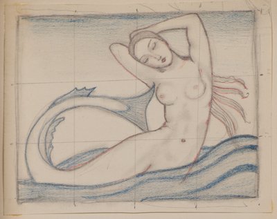 Namnlös [Sjöjungfru] (penna) av John Duncan