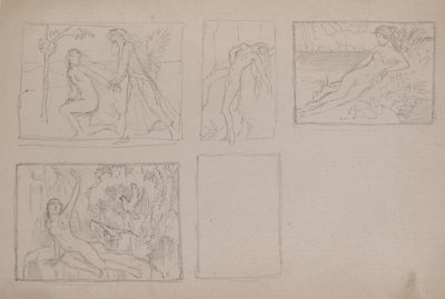 Untitled [Nakenfigurer i ett landskap (penna) av John Duncan
