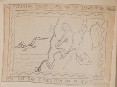 Segerbruden älskade inte den här världens shower - Här satt hon en fågelstol på en klippa (penna) av John Duncan