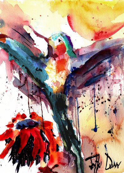 En färgsprakande kolibri-blomma av John Dunn