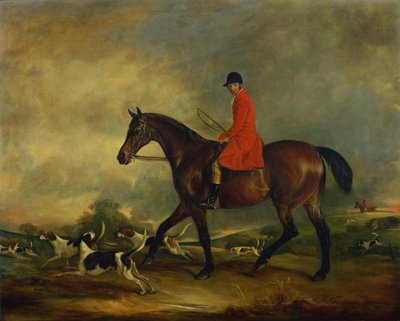 Kapten Garth på sin Bay Hunter med hundar av John E. Ferneley