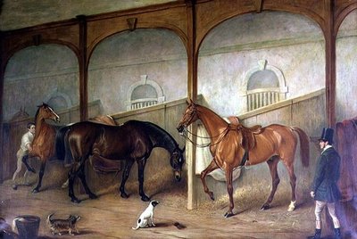 Stabil interiör (olja på duk) av John E. Ferneley