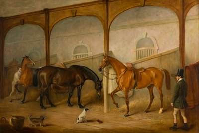 Tom of Lincoln and The Engineer in the Stables at Newport Lodge, Melton Mowbray, Leicestershire, c.1852 (olja på duk) av John E. Ferneley
