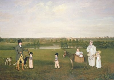William Hetton Cooke med sin fru och barn på Worleston Rookery, Chester av John E. Ferneley