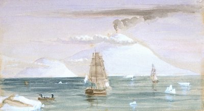 Beaufort Island och Mount Erebus. Upptäckt 28 januari 1841 av John Edward Davis