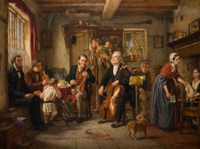 En filharmonisk repetition i en bondgård, 1860 av John Evan Hodgson
