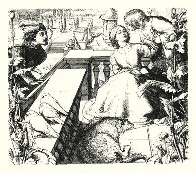 Dagdrömmen (gravyr) av John Everett (after) Millais