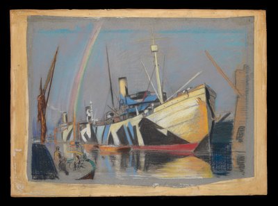 Handelsfartygen Naneric, Burma och Tunisian i hamn av John Everett
