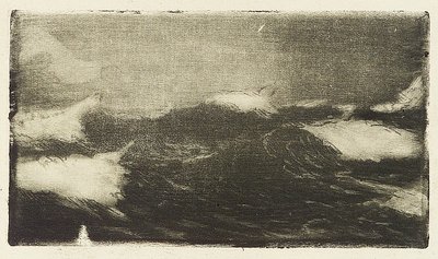Havslandskap - grå-svarta rullar 1, 1900-talet (etsning) av John Everett