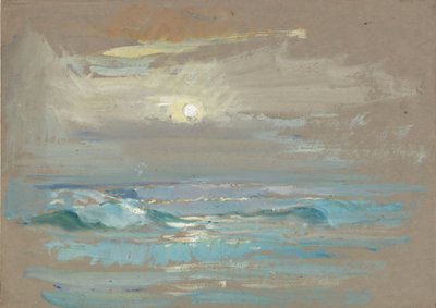 Havslandskap. Månsken över ett lugnt hav, slutet av 1800-talet - mitten av 1900-talet (akvarell) av John Everett