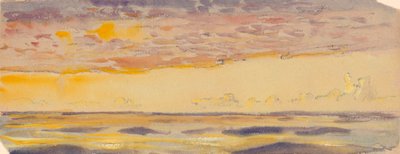 Havslandskap, gult hav och lila moln, sent 1800-tal - mitten av 1900-talet (akvarell, pastell) av John Everett
